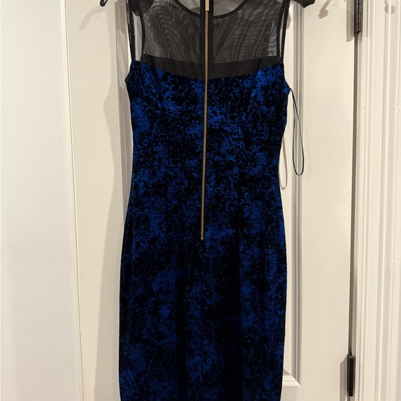 Blue and Black Sheath Midi Dress with Crew Neck for Cocktail - Picture 2 of 2
